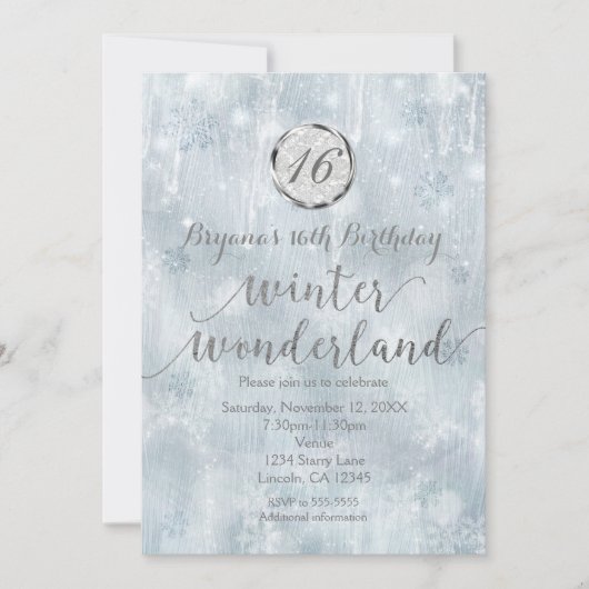 Winterwunder im Weißen Eisschneeflocken Einladung (Vorderseite)
