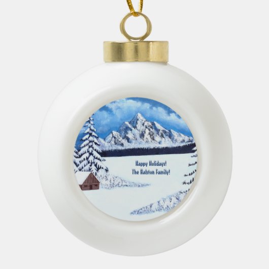 Winterwunder Keramik Kugel-Ornament (Vorderseite)