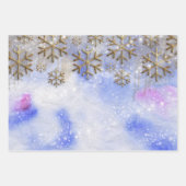 Winterwunder mit goldenen Glitterien Schneeflocken Geschenkpapier Set (Vorderseite)