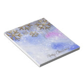 Winterwunder mit goldenen Glitterien Schneeflocken Notizblock (angewinkelt)