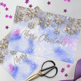 Winterwunder mit goldenen Glitterien Schneeflocken Seidenpapier
