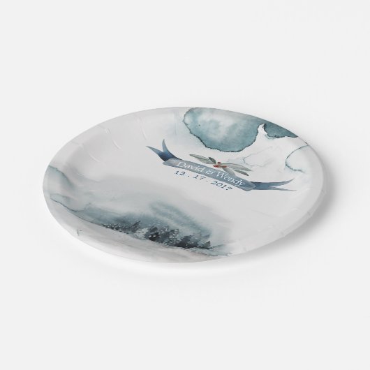 Winterwunder-Papier Pappteller (Schrägansicht)