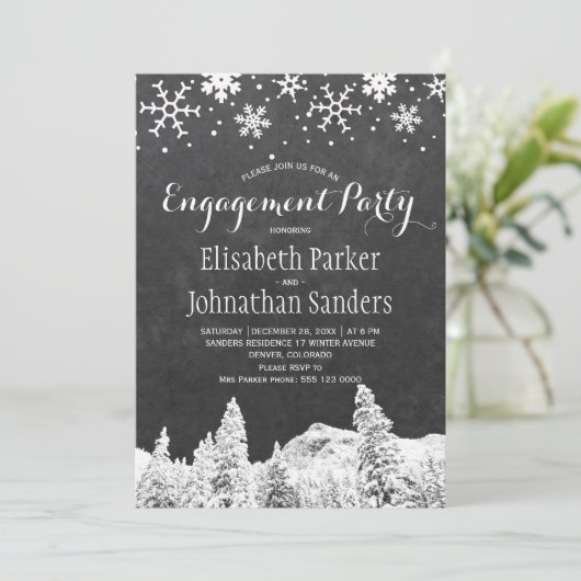 Winterwunder-Party in Chalkboard Einladung (Stehend Vorderseite)