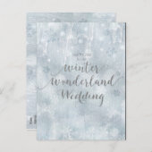 Winterwunder Save the Date mit weißen Schneeflocke Ankündigungspostkarte (Vorne/Hinten)