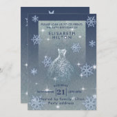 Winterwunder - Schneeflocken kleiden 16 . Geburtst Einladung (Vorne/Hinten)