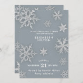 Winterwunder - Schneeflocken kleiden 16 . Geburtst Einladung (Vorne/Hinten)