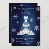 Winterwunder - Schneeflocken kleiden 16 . Geburtst Einladung (Vorne/Hinten)