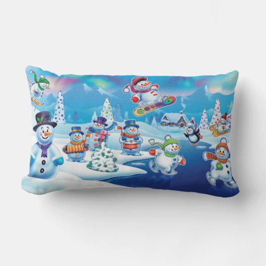 Winterwunder-Schneemannskissen Lendenkissen (Vorderseite)