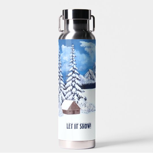 Winterwunder-Silber eingeschweißt Trinkflasche (Vorne)