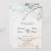 Winterwunderland, Baumzweighochzeit Einladung (Vorne/Hinten)