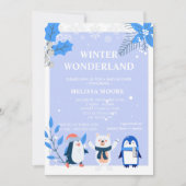 Winterwunderland Blauer Eisbär Einladung (Vorderseite)