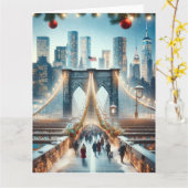 Winterwunderland. Brooklyn Bridge - New York Karte (Gelbe Blume)