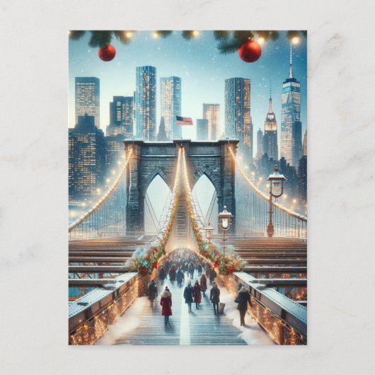 Winterwunderland. Brooklyn Bridge - New York Postkarte (Vorderseite)