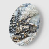 Winterwunderland Dampfzug. Große Wanduhr (Winkel)