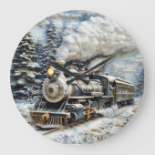 Winterwunderland Dampfzug. Große Wanduhr (Vorderseite)