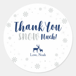 Winterwunderland, Danke, Schnee viel Aufkleber. Runder Aufkleber