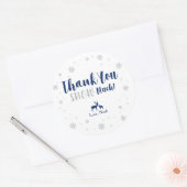 Winterwunderland, Danke, Schnee viel Aufkleber. Runder Aufkleber (Umschlag)