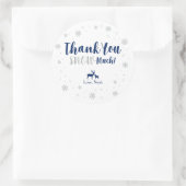 Winterwunderland, Danke, Schnee viel Aufkleber. Runder Aufkleber (Tasche)