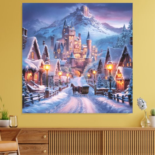 Winterwunderland: Ein Twilight Village am Monte Ta Leinwanddruck (Insitu (Wohnzimmer))