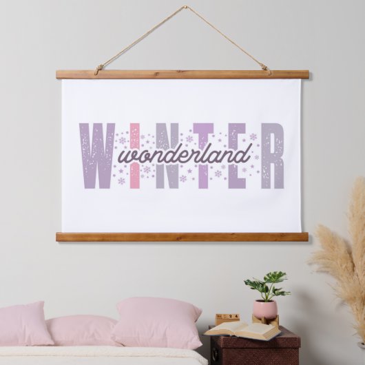 Winterwunderland - Festliche Typografie Kunst Wandteppich Mit Holzrahmen (Schlafzimmer)