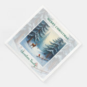 Winterwunderland Frohe Weihnachtsfamilie Serviette (Ecke)