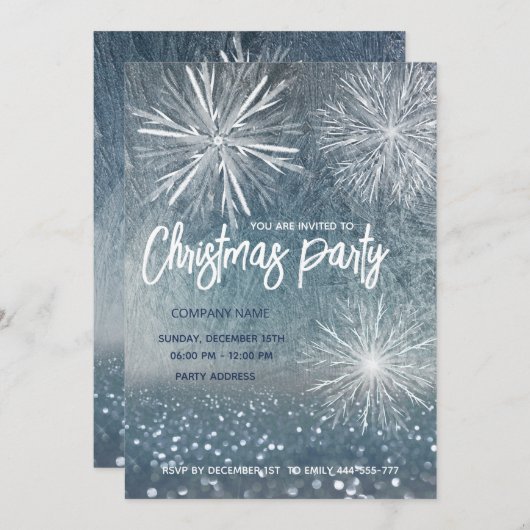 Winterwunderland Frost Schneeflocken Weihnachts-Pa Einladung (Vorne/Hinten)