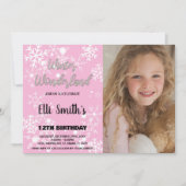 Winterwunderland Geburtstag Einladungen mit Foto (Vorderseite)