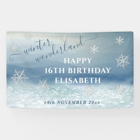 Winterwunderland Geburtstagsparty Banner (Horizontal)