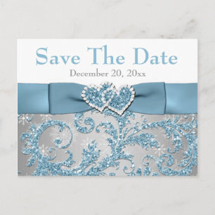 Winterwunderland, Herz Save the Date Postkarte