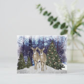 Winterwunderland Hirsch und Weihnachtsbaum Postkar Postkarte (Stehend Vorderseite)