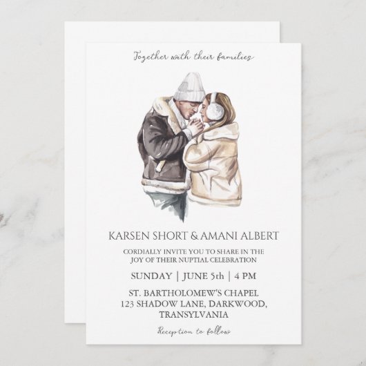 Winterwunderland Hochzeitseinladungen Einladung (Vorne/Hinten)