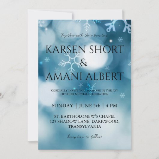 Winterwunderland Hochzeitseinladungen Einladung (Vorderseite)