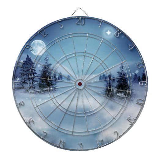 Winterwunderland in der Nacht Dartscheibe (vorne)