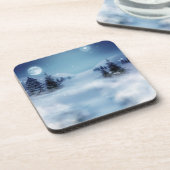 Winterwunderland in der Nacht Getränkeuntersetzer (Linke Seite)