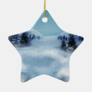 Winterwunderland in der Nacht Keramik Ornament