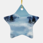 Winterwunderland in der Nacht Keramik Ornament (Hinten)