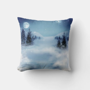 Winterwunderland in der Nacht Kissen