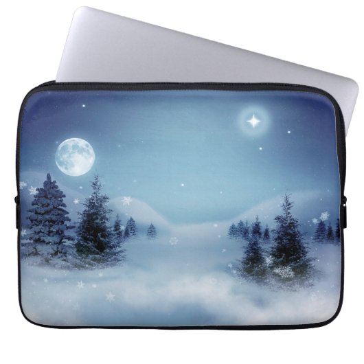 Winterwunderland in der Nacht Laptopschutzhülle (Vorderseite)
