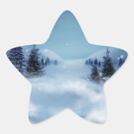 Winterwunderland in der Nacht Stern-Aufkleber