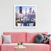 Winterwunderland in der Stadt Leinwanddruck (Insitu (Wohnzimmer))