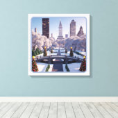 Winterwunderland in der Stadt Leinwanddruck (Insitu (Holzboden))