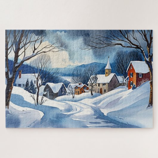 Winterwunderland in einer kleinen Stadt Puzzle (Horizontal)