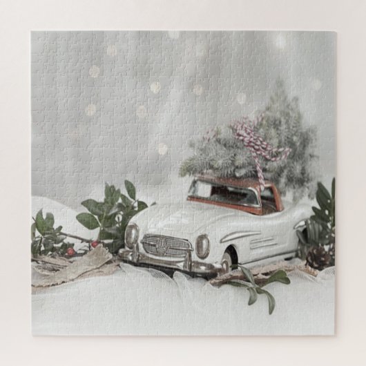 Winterwunderland, Kiefernbaum, Auto Puzzle (Vertikal)