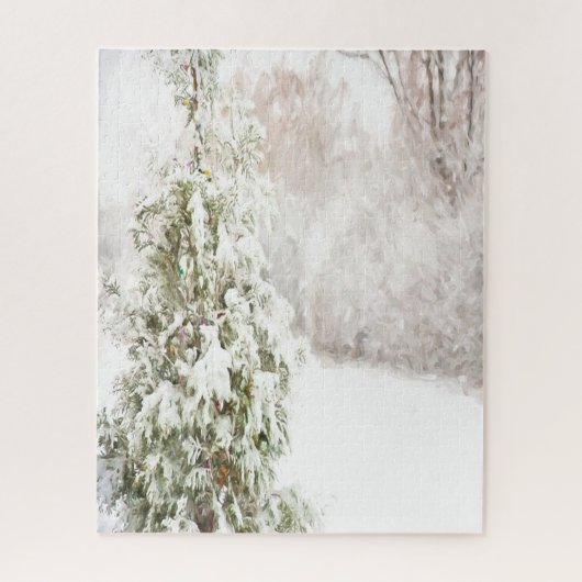 Winterwunderland, Kiefernbaum, Schnee Puzzle (Vertikal)