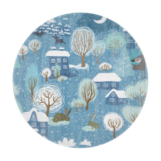 Winterwunderland: Landschaftliches Muster Schneidebrett (Vorderseite)