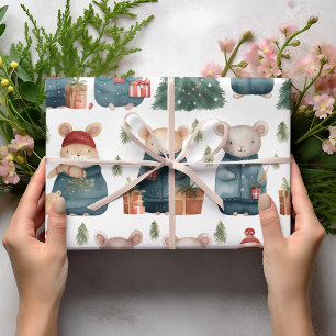 Winterwunderland: Mäuse in Vintage-Pullovern" Geschenkpapier