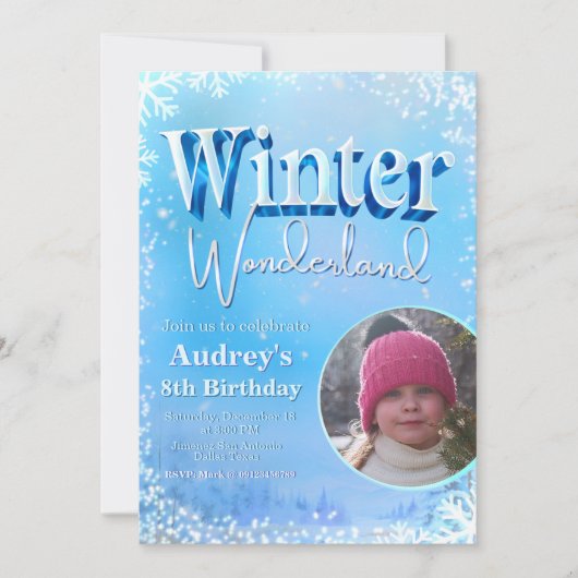 Winterwunderland mit Bild Einladung (Vorderseite)