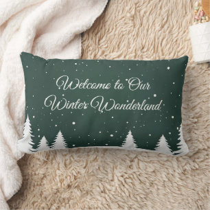 Winterwunderland mit Kiefernwald Silhouetten Schne Lendenkissen