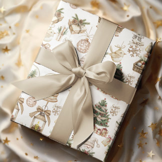 Winterwunderland mit Vogel und Ornamenten Geschenkpapier