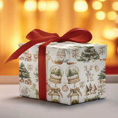 Winterwunderland mit Vogel und Ornamenten Geschenkpapier